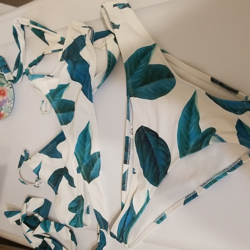 C Apparel white and green bikini